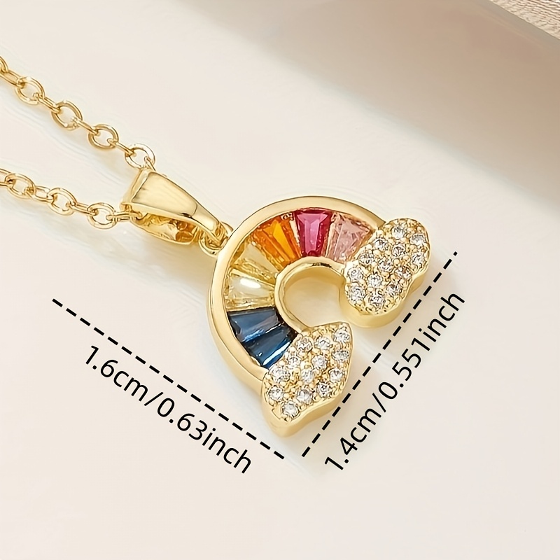 Women's Copper Double C Zirconia Semi-Circular Design Necklace